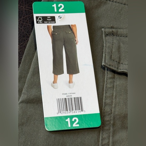 Gloria Vanderbilt Women's Wide Leg Cropped Pants, Green, 12 - Picture 5 of 11